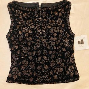 Tadashi Velvet Black Beaded Lined Boat Neck